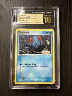 Pokemon Tentacool 66/92 Reverse Holo EX Legend Maker - CGC 10 PRISTINE - Image 1
