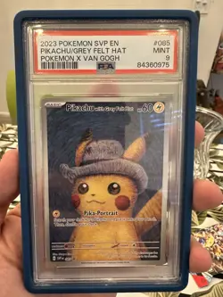 2023 Pokemon SVP Black Star Promo #085 Van Gogh Pikachu with Grey Felt Hat PSA 9 - Image 1