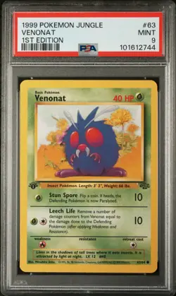1999 POKEMON JUNGLE 1ST ED #63 VENONAT PSA 9 - Image 1