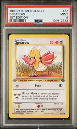 1999 POKEMON JUNGLE 1ST ED #62 SPEAROW PSA 9 - Image 1