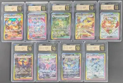 Lot (9) Pokemon JPN SV8a Terastal Fest Eevee Evolution SAR Set CGC 10 PRISTINE - Image 1