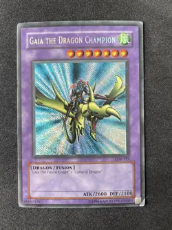 Yugioh Gaia the Dragon Champion LOB-125 Secret Rare Reverse Foil Error HP-DMG - Image 1