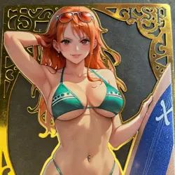 Goddess Story Gold METAL Card - Serial Number #/100! Anime Waifu - Nami Bikini - Image 2