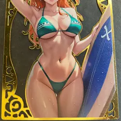 Goddess Story Gold METAL Card - Serial Number #/100! Anime Waifu - Nami Bikini - Image 3