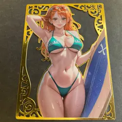 Goddess Story Gold METAL Card - Serial Number #/100! Anime Waifu - Nami Bikini - Image 4