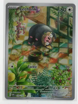 Lechonk Pokemon TCG Sv03: Obsidian Flames Holo Illustration Rare Card 209/197 NM - Image 1