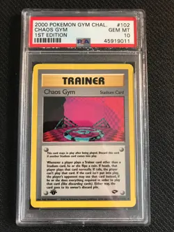 PSA 10 GEM MINT Chaos Gym 102 Gym Challenge 1st Edition Pokemon Card - Image 1