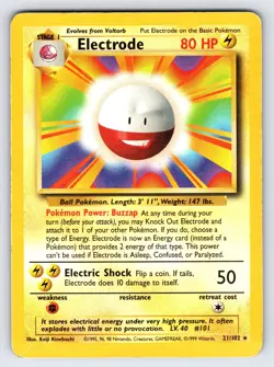Electrode 21/102 1999 Base Set Pokemon Card TCG Vintage Non Holo Rare - Mp - Image 1