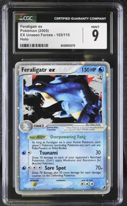 CGC 9 MINT Feraligatr ex 2005 EX Unseen Forces 103/115 Holo Pokemon Card - Image 1