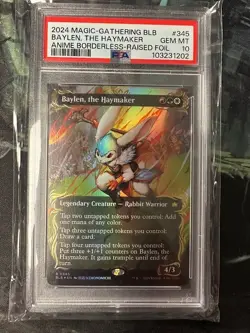 2024 MTG BLOOMBURROW ANIME BORDERLESS-RAISED FOIL BAYLEN, THE HAYMAKER PSA 10 - Image 1