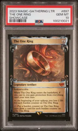2023 MTG TALES OF MIDDLE-EARTH SHOWCASE #697 THE ONE RING PSA 10 - Image 1