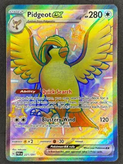 Pokemon Pidgeot ex Shiny 221/091 PAF Paldean Fates NM - Image 1