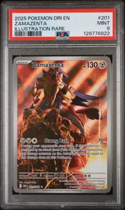 2025 POKEMON DRI EN-DESTINED RIVALS ILLUSTRATION RARE #201 ZAMAZENTA PSA 9 - Image 1
