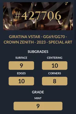 Pokemon Card Giratina VSTAR GG69/GG70 Crown Zenith Holo - ACE 9 - Image 2