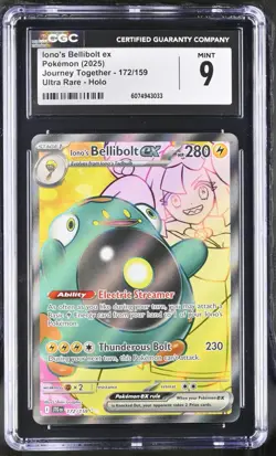 (PSA) CGC 9 Iono's Bellibolt ex Journey Together Full Art Pokemon Card #174 Mint - Image 1