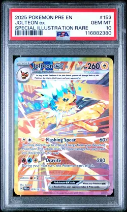 2025 POKEMON PRE EN-PRISMATIC EVOLUTIONS #153 JOLTEON EX PSA 10 - Image 1