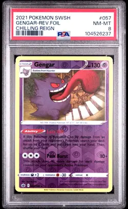 2021 POKEMON SWORD & SHIELD CHILLING REIGN #057 GENGAR-REVERSE FOIL PSA 8 - Image 1
