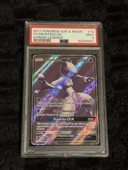 2017 PSA 9 Mewtwo GX #72 Full Art FA Pokemon TCG Sun & Moon Shining Legends - Image 1