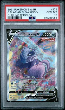 2021 POKEMON SWORD & SHIELD CHILLING REIGN FULL ART/GALARIAN SLOWKING V PSA 10 - Image 1