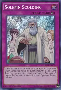 Yugioh! LP Solemn Scolding - NECH-EN079 - Secret Rare - 1st Edition Lightly Play - Image 1
