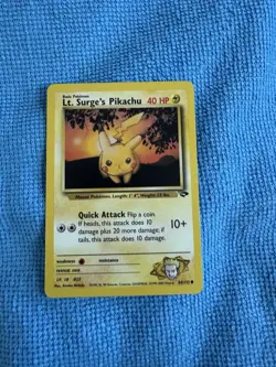 Pokemon TCG Lt. Surge's Pikachu Card #84/132 Gym Challenge Regular Non-Holo - Image 1