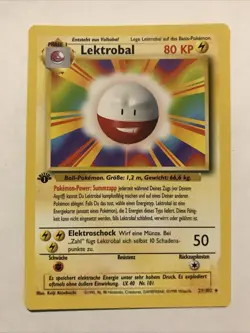 Pokemon TCG Electrode Base Set 21/102 Rare 1st Edition GERMAN Lektrobal - Image 1