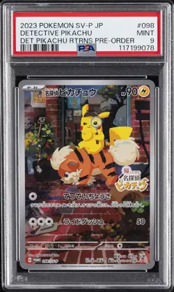 2023 POKEMON JAPANESE SV-P PROMO #098 DETECTIVE PIKACHU PSA 9 - Image 1