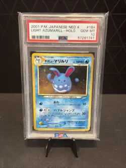 Pokemon Light Azumarill Neo 4 Japanese Holo Rare #184 PSA 10 Gem Mint - Image 1