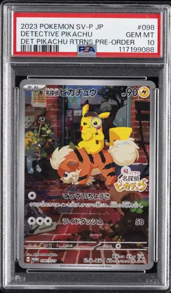 2023 POKEMON JAPANESE SV-P PROMO #098 DETECTIVE PIKACHU PSA 10 - Image 1