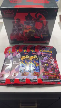 Pokemon Destined Rivals ETB Sealed/ 5 Sleeved Destined Rivals Packs TCG - Image 1