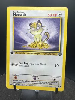 1st Edition MEOWTH JUNGLE 56/64 POKEMON NINTENDO TCG - Image 1