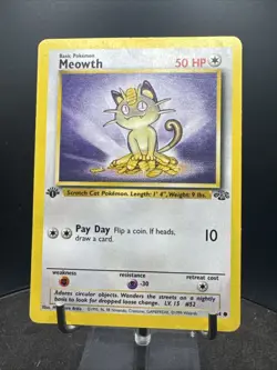 1st Edition MEOWTH JUNGLE 56/64 POKEMON NINTENDO TCG - Image 3