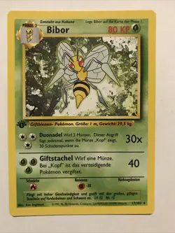 Bibor / Beedrill 17/102 Base Set German Regular Rare Pokemon TCG 1st Edition - Image 1