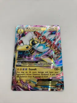 ULTRA RARE Mega M Ampharos EX 28/98 XY Ancient Origins Pokemon TCG Holo Foil LP+ - Image 1