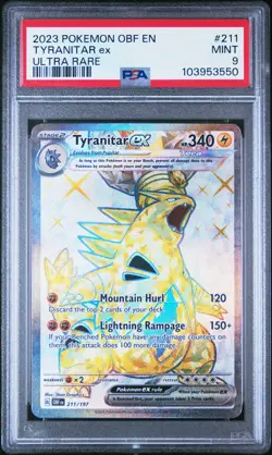 2023 POKEMON OBF EN-OBSIDIAN FLAMES ULTRA RARE #211 TYRANITAR EX PSA 9 - Image 1