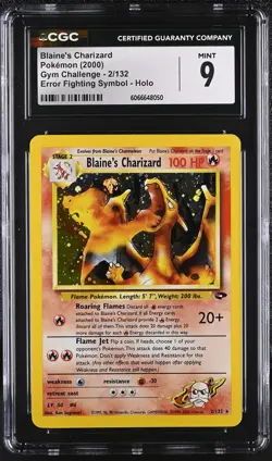 CGC 9 MINT Blaine's Charizard 2000 Gym Challenge 2/132 Holo Pokemon Card - Image 1