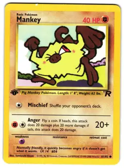 MANKEY 61/82 - MP - 1ST EDITION TEAM ROCKET ENGLISH POKEMON CARD - Image 1