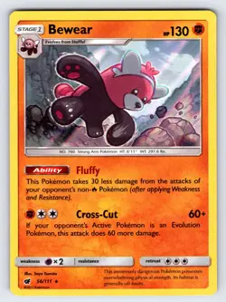 Bewear 56/111 2017 Crimson Invasion Pokemon Card TCG Nintendo Holo Rare - Nm/Vlp - Image 1