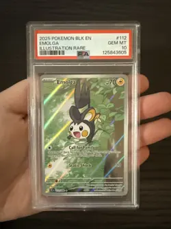 2025 Pokemon Black Bolt Emolga 112/086 Illustration Rare PSA 10 Gem Mint - Image 3