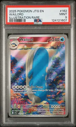2025 POKEMON JTG EN-JOURNEY TOGETHER ILLUSTRATION RARE #162 WAILORD PSA 9 - Image 1