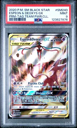 2020 POKEMON SM BLACK STAR PROMO TAG TEAM POWERS COLL ESPEON & DEOXYS GX PSA 9 - Image 1