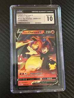 LANCE'S CHARIZARD V POKEMON CELEBRATIONS BLACK STAR PROMO #SWSH133 CGC 10 GEM MT - Image 1