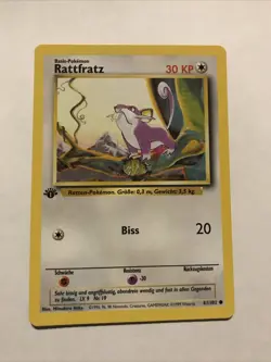 Pokemon TCG Rattata (Rattfratz) Base Set 61/102 1st Edition GERMAN Card - Image 1