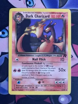 Pokemon 1999-2000 WOTC Team Rocket Rare Non-Holo Card 21/82 Dark Charizard LP+ - Image 1