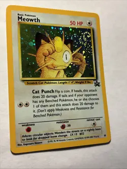 Meowth #10 Pokemon Black Star Promo GB Stamped Holo Vintage Card WOTC LP - Image 1