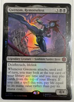 MTG Gwenom Remorseless 0286 Promo Foil Marvel Spider-Man Gift Box Magic NM - Image 1
