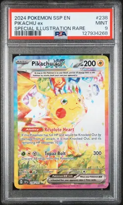 2024 POKEMON SURGING SPARKS SPECIAL ILLUSTRATION RARE PIKACHU EX 238 PSA 9 - Image 1