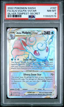 2022 POKEMON SWORD & SHIELD SILVER TEMPEST FULL ART/ALOLAN VULPIX VSTAR PSA 8 - Image 1