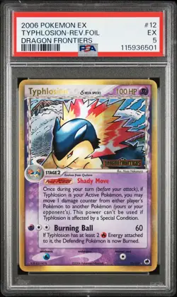 2006 POKEMON EX DRAGON FRONTIERS #12 TYPHLOSION-REVERSE FOIL PSA 5 - Image 1