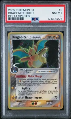 2005 POKEMON EX DELTA SPECIES #3 DRAGONITE-HOLO PSA 8 - Image 4